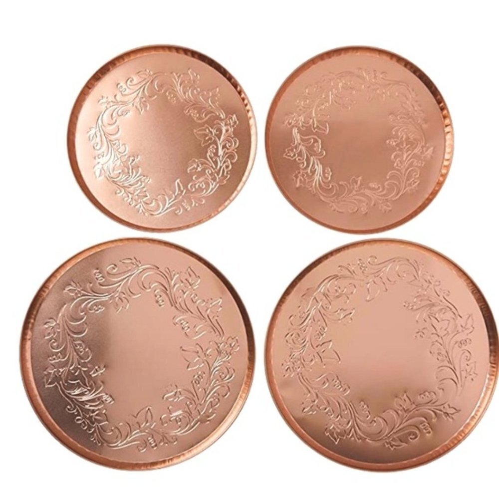 Copper Stove Burner Covers Embossed Ivy By Range Kleen Set of 4